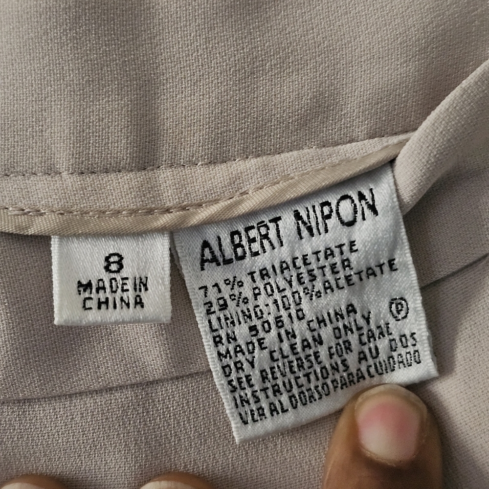 ALBERT NIPON Cream Ivory 2pc Suit Coat Blazer And Pants Set Size 8 - Picture 10 of 16